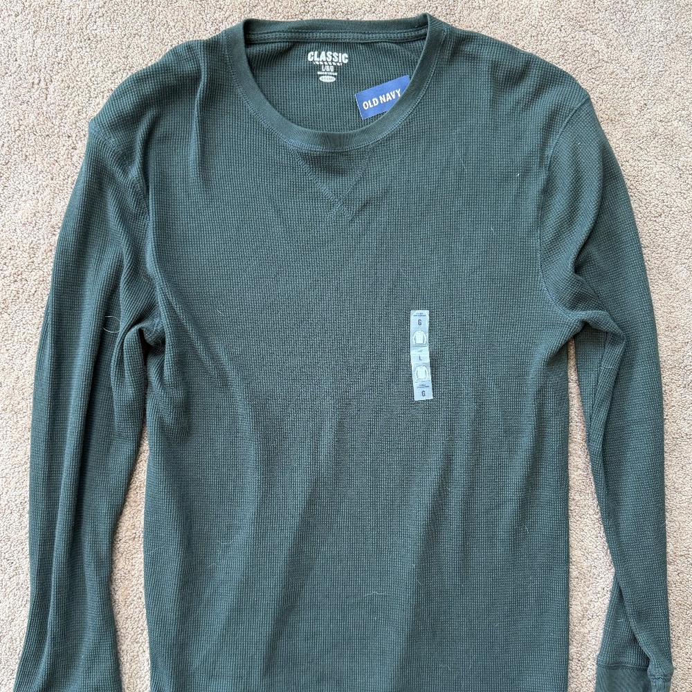 Old Navy Men's Crew Neck Waffle Weave Long Sleeve | Size Large -- NWT